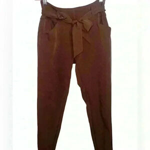Professional Bow Tie Cappuccino Brown Soft Comfortable Button Work Petite Pants